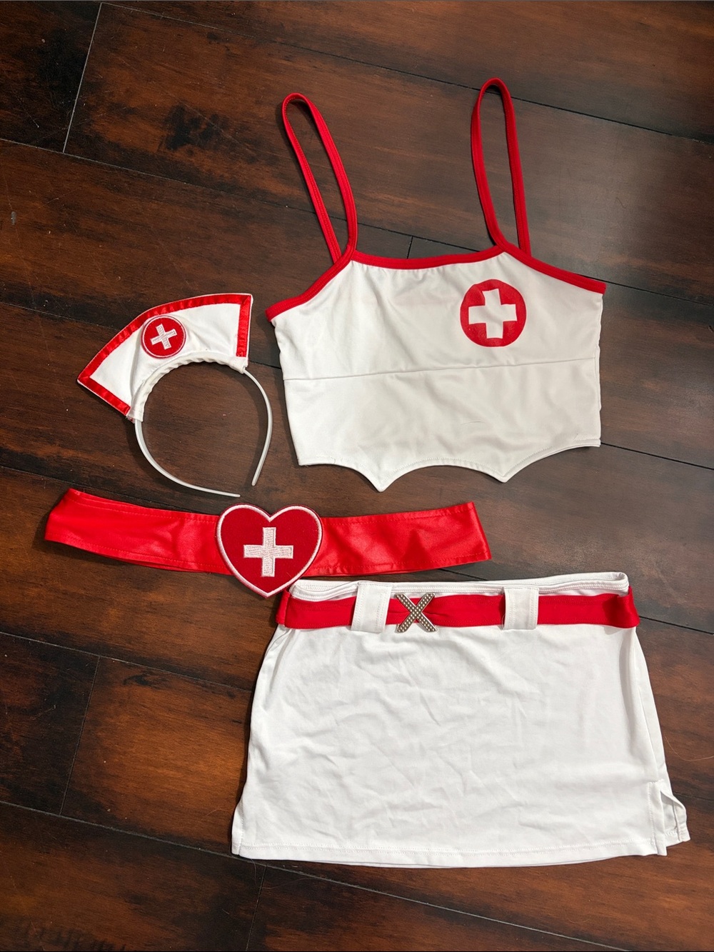 Sexy White & Red Nurse Lingerie Costume